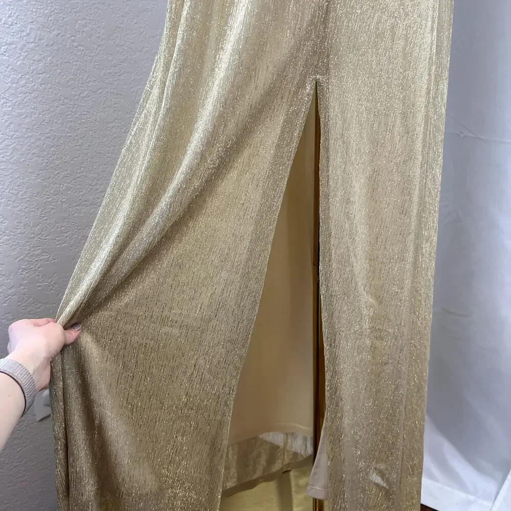 Lulu's Gold Maxi Dress - Picture 4 of 15